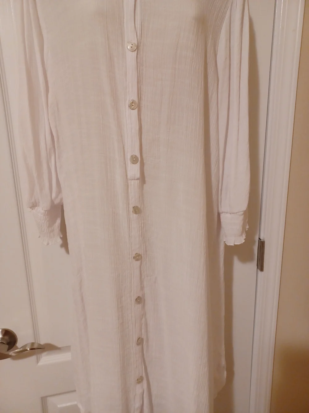 Women’s White Slip-On Button-Front Swim Coverup